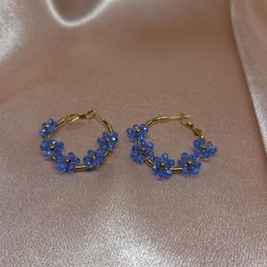 Blue and Gold Floral Hoops